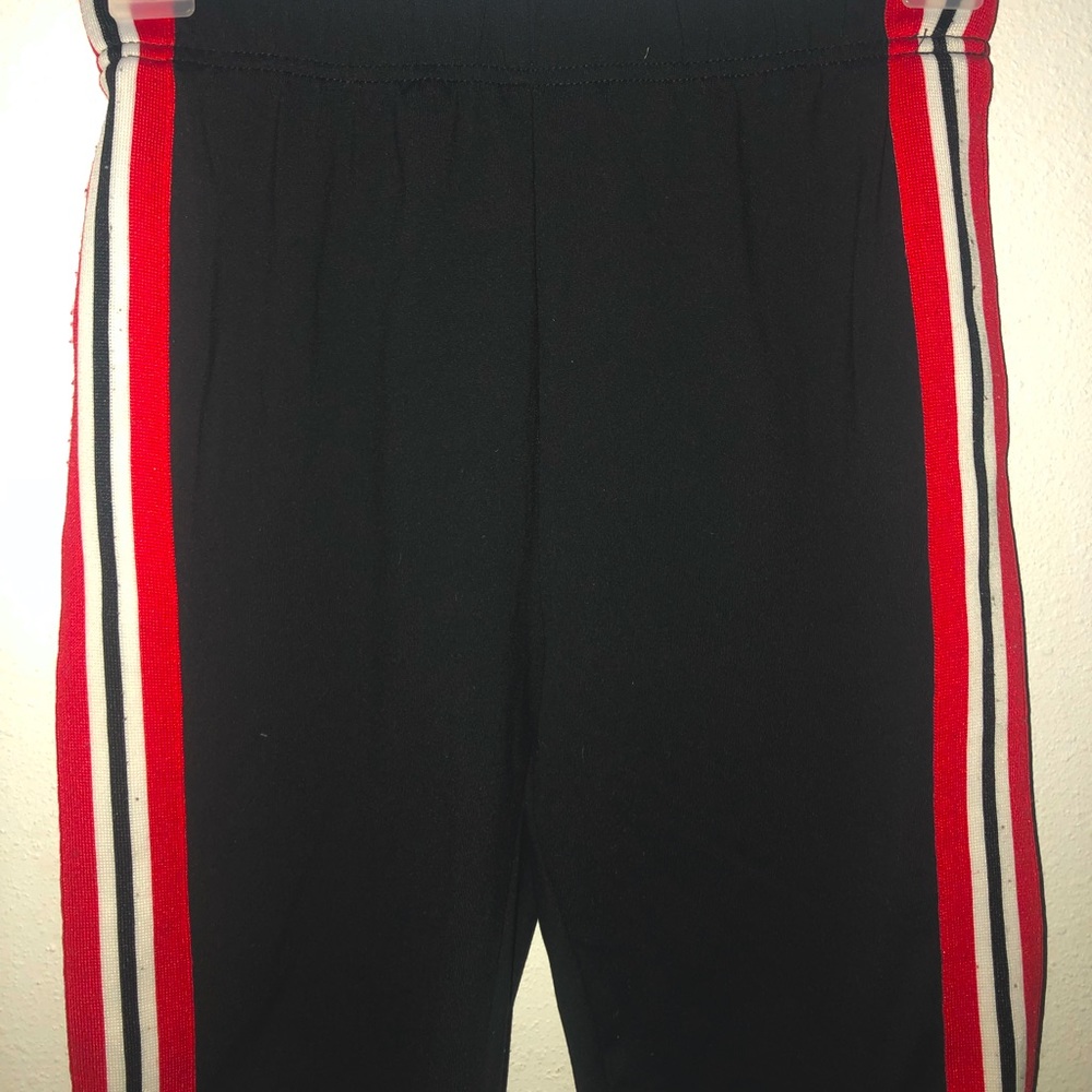 Black white and red biker shorts